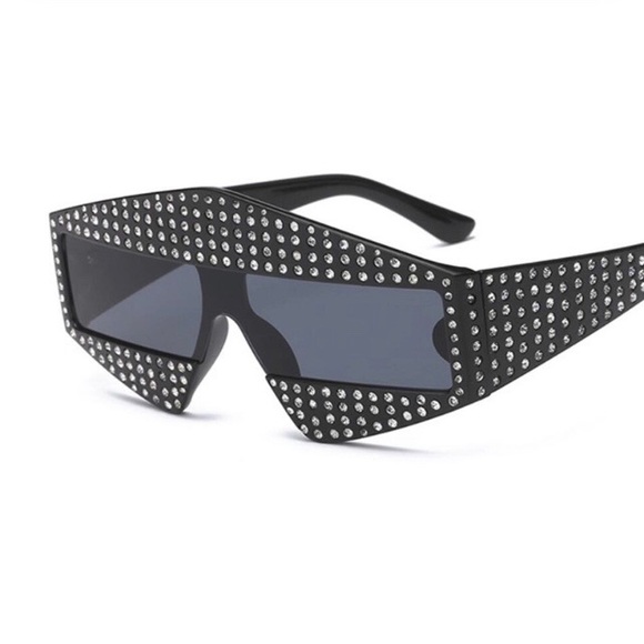 Rhinestone sunglasses alien visor rave festival - Picture 3 of 5